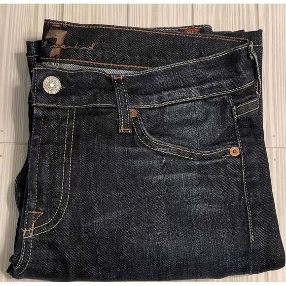 EUC 7 For All Mankind Dark Flare Jeans size 24 x 27 Stretch - Picture 1 of 7